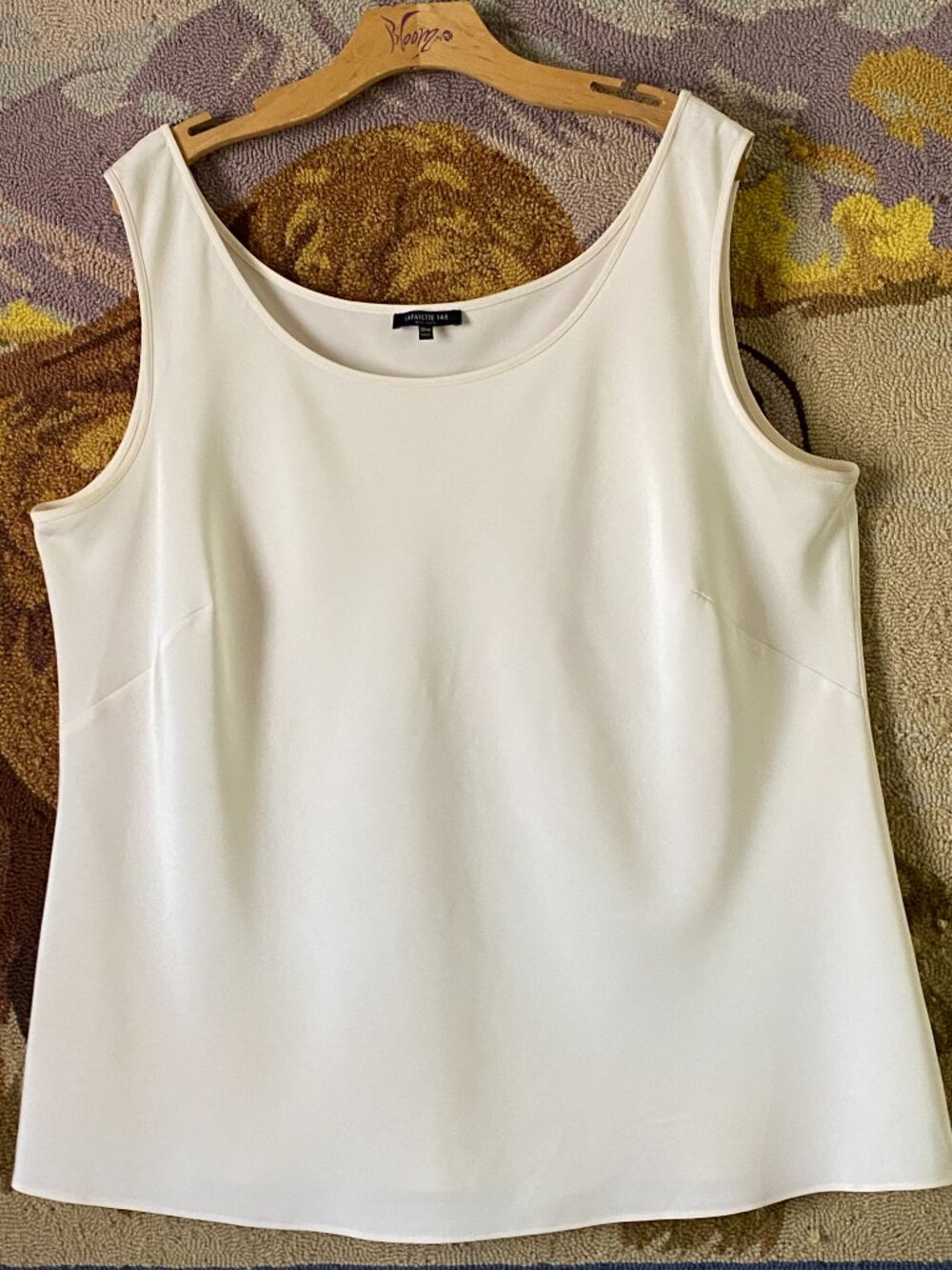 Lafayette 148 New York Sz 20W Blouse Sleeveless Tank Silk Stretch Ivory